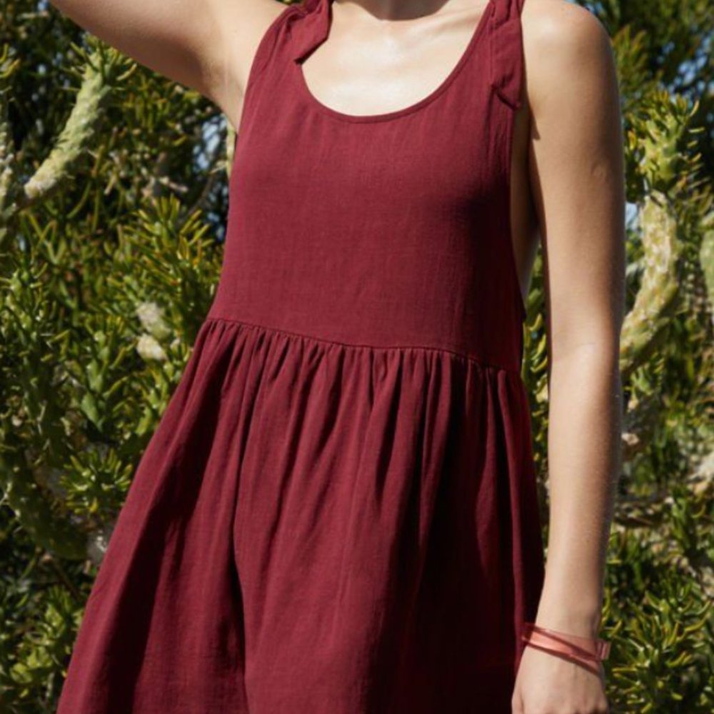 Pacsun Tie Shoulder Babydoll Dress Maroon Medium